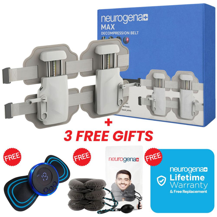 Neurogena MAX belt plus 3 free gifts: EMS pain reliever, decompression pillow and lifetime warranty