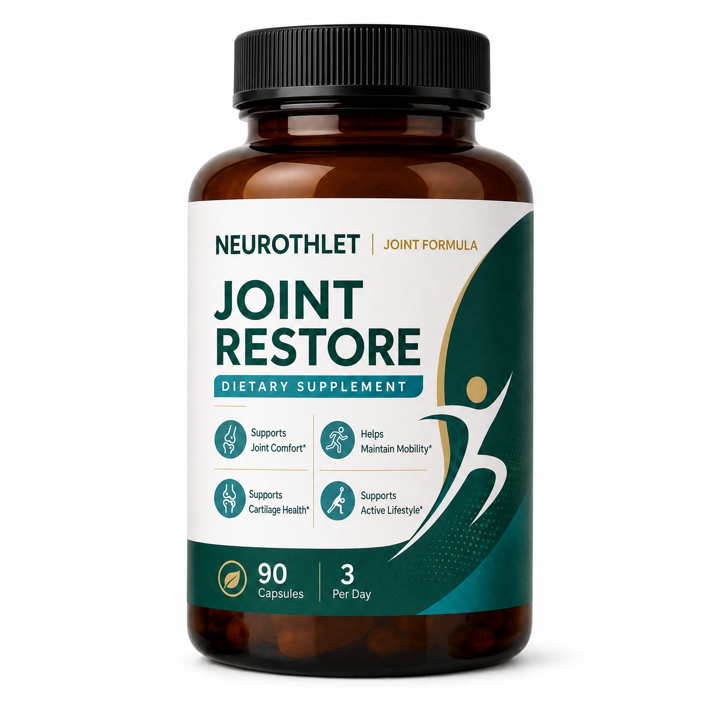 Neurothlet Joint Restore bottle, 90 capsules, glucosamine chondroitin MSM turmeric joint supplement
