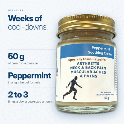 In the jar: 50 g of peppermint herbal cream, 2 to 3 times a day